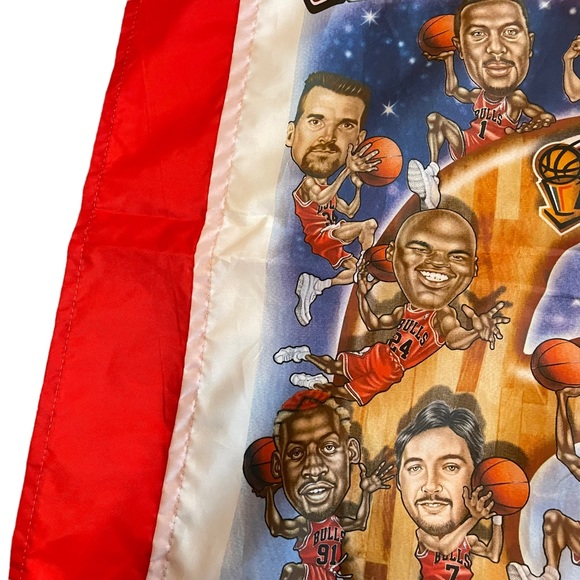 Vintage Chicago Bulls 1998 Championship Flag Banner Caricature NBA Finals Jordan - Picture 6 of 16